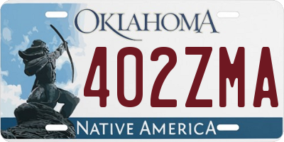 OK license plate 402ZMA