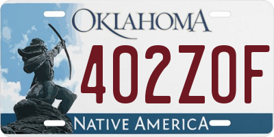 OK license plate 402ZOF