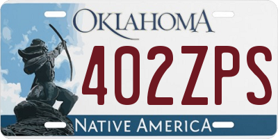 OK license plate 402ZPS