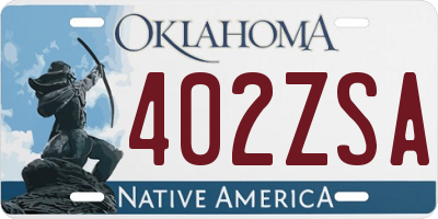 OK license plate 402ZSA