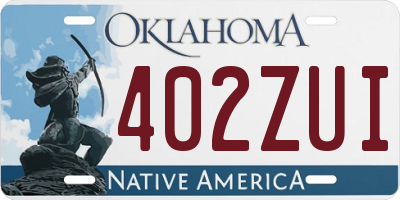 OK license plate 402ZUI