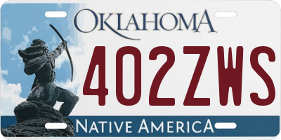 OK license plate 402ZWS