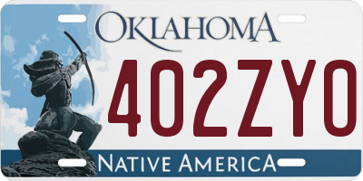 OK license plate 402ZYO