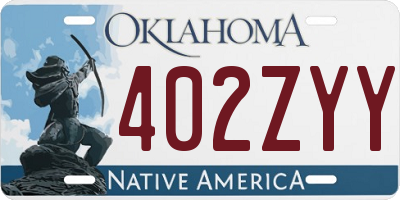 OK license plate 402ZYY