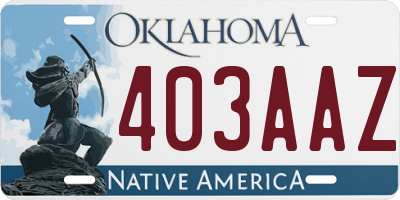 OK license plate 403AAZ