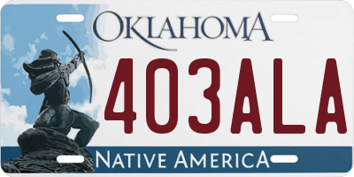 OK license plate 403ALA