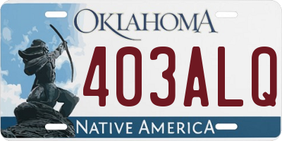 OK license plate 403ALQ