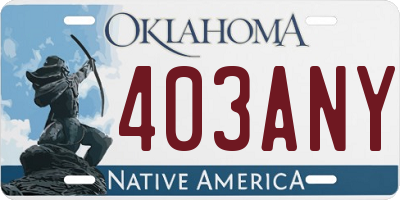 OK license plate 403ANY