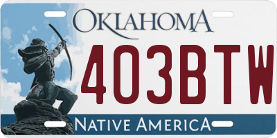 OK license plate 403BTW