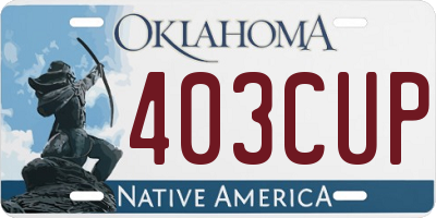 OK license plate 403CUP