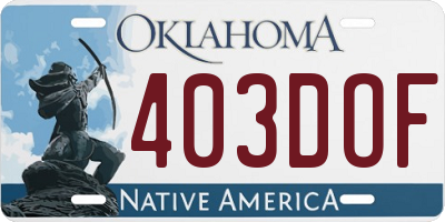 OK license plate 403DOF
