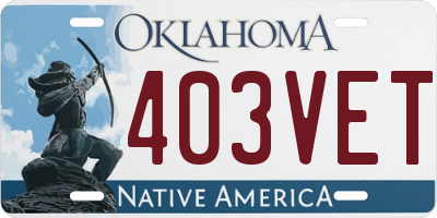 OK license plate 403VET