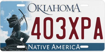 OK license plate 403XPA