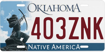 OK license plate 403ZNK