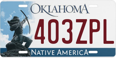 OK license plate 403ZPL