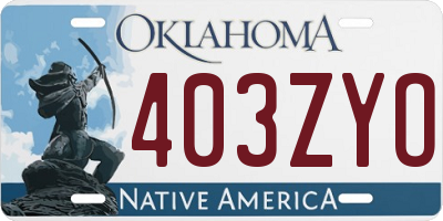 OK license plate 403ZYO