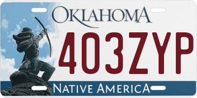 OK license plate 403ZYP