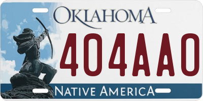 OK license plate 404AAO