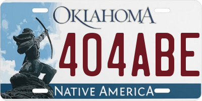 OK license plate 404ABE