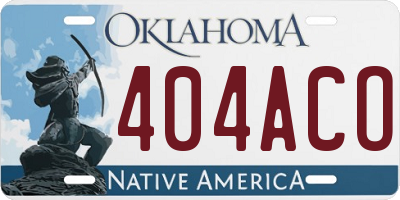 OK license plate 404ACO