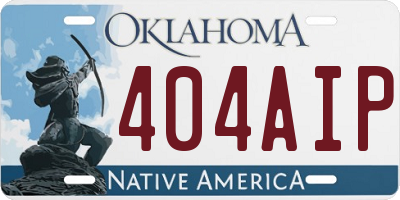 OK license plate 404AIP