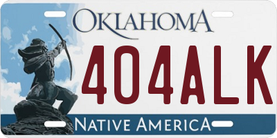 OK license plate 404ALK