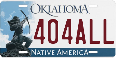 OK license plate 404ALL