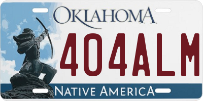 OK license plate 404ALM