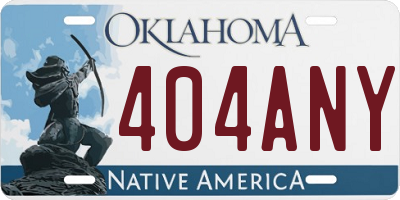 OK license plate 404ANY