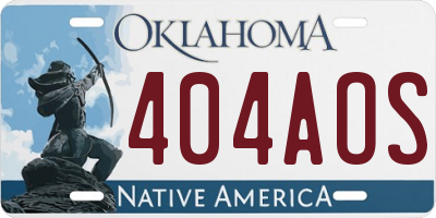 OK license plate 404AOS