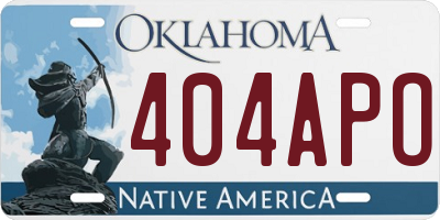 OK license plate 404APO