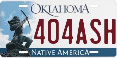 OK license plate 404ASH