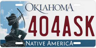 OK license plate 404ASK