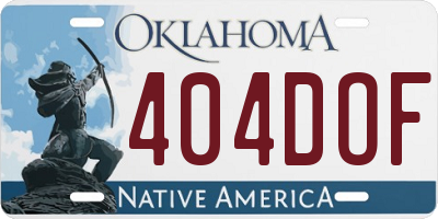 OK license plate 404DOF