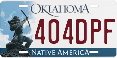 OK license plate 404DPF