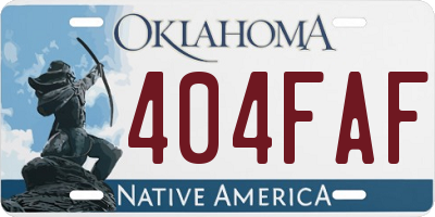 OK license plate 404FAF