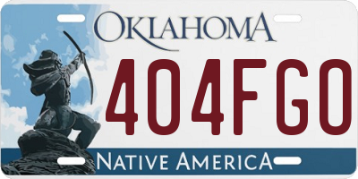 OK license plate 404FGO