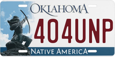 OK license plate 404UNP