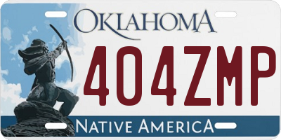 OK license plate 404ZMP