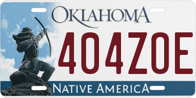 OK license plate 404ZOE