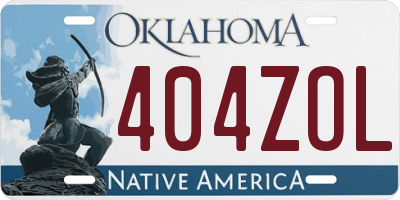 OK license plate 404ZOL