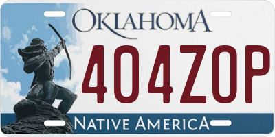 OK license plate 404ZOP