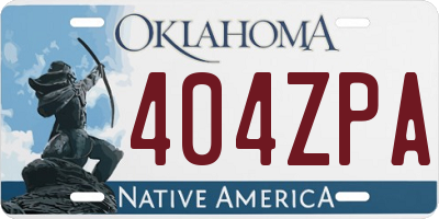 OK license plate 404ZPA
