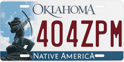 OK license plate 404ZPM