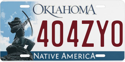 OK license plate 404ZYO