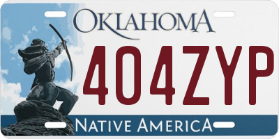 OK license plate 404ZYP