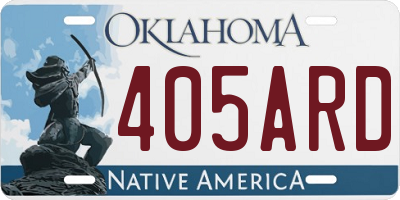 OK license plate 405ARD