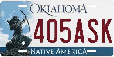OK license plate 405ASK
