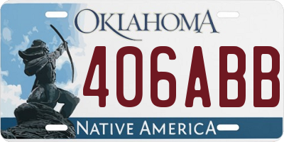 OK license plate 406ABB
