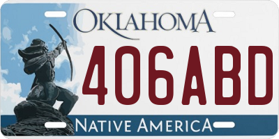 OK license plate 406ABD
